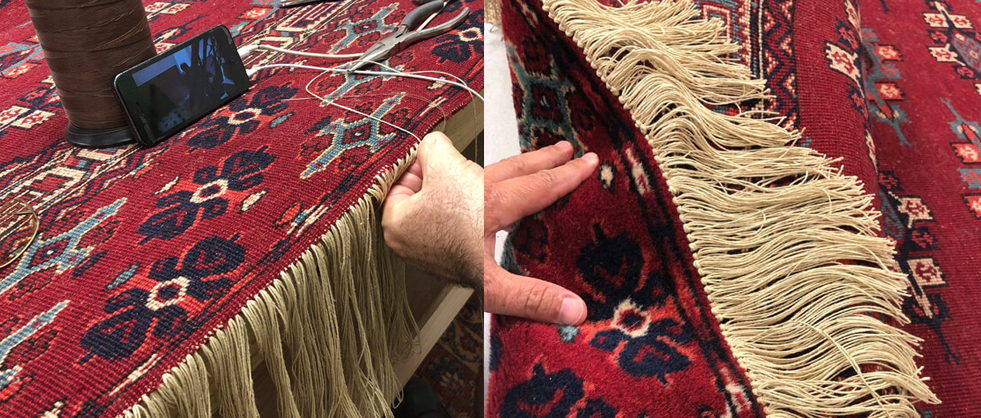 Antique Rug Fringe Repair