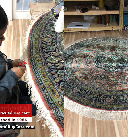 Round Persian Rug Fringe Restoration Palm Beach