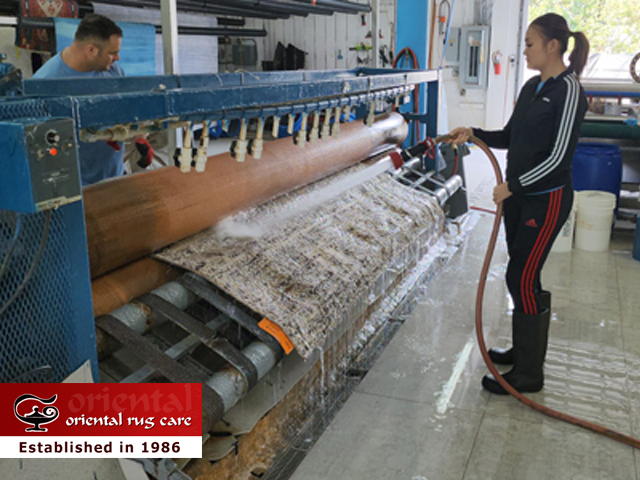Rug Fringe Cleaning Process